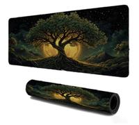 Grand Gaming Tapis de Souris 800x400, Mousepad Lune Arbre, Portable Mouse Pad à Bords Cousus, Antidérapant Tapis Caoutchouc, Tapis Déco Bureau pour PC Ordinateur Travail, Idée Cadeau pour Famille S481