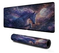 Grand Gaming Tapis de Souris XXL 900x400, Mousepad Licorne Lune, Portable Mouse Pad à Bords Cousus, Antidérapant Tapis Caoutchouc, Tapis Déco Bureau pour PC, Ordinateur, Travail, Idée Cadeau S-101