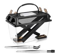 Grand gardien de cricket équipé d'un plat d'alimentation en eau et de nourriture, stylo de cricket haute transparence avec tubes distributeurs, gardien d'insectes pour gecko, serpent, lézards et