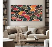 Grand Géométrique Polygone Tableau Decoration Murale Salon Mosaïque Pierre Impression sur Toile 70x140 cm Peinture sur Toile Sans Cadre pour Chambre Cuisine Bureau Horizontal Poster Mural