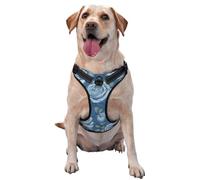 Grand gilet de traction imprimé roses sur fond bleu pour animaux de compagnie à porter lors de la promenade du chien ou de l'escalade des montagnes