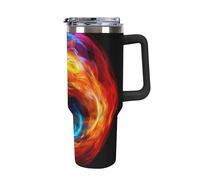 Grand gobelet de voyage isotherme de 1200 ml pour voiture, étanche et réutilisable pour le bureau, la maison et l'extérieur, coloré Ball of Fire