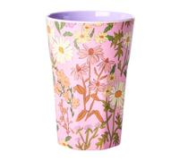 Grand gobelet en mélamine - Motif floral - Passe au lave-vaisselle - Pour pique-nique et camping - Rose - Sans BPA - Incassable - Pour enfants - 400 ml
