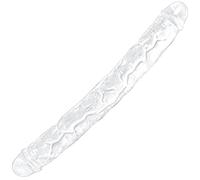 Grand gode double tête 38,5 x 4,3 cm, gode long transparent réaliste, long double anus large tête, énorme TPE, adapté aux femmes/hommes/lesbiennes