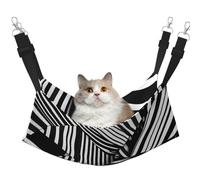 Grand hamac pour chat - Lit réglable pour animal domestique, motif lignes géométriques noires et blanches, tapis de repos pour chaton et petits animaux