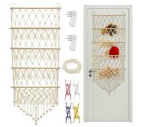 Grand hamac pour peluches, 4 couches, 130 x 52 cm, filet peu encombrant pour peluches, à suspendre, décoratif, pour chambre d'enfant, salon, chambre à coucher (blanc)