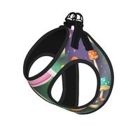 Grand harnais pour animal de compagnie - Petite taille, imprimé champignon de rêve coloré, réglable, pour chats et chiens, parfait pour la promenade en plein air