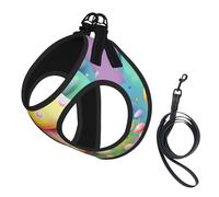 Grand harnais pour animal de compagnie - Petite taille, imprimé champignon de rêve fantaisie réglable pour chats et chiens, parfait pour la promenade en plein air