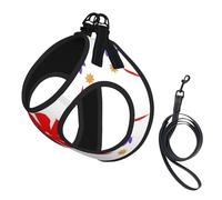 Grand harnais pour animal de compagnie - Petite taille, rotation à huit sens, imprimé floral, réglable, pour chats et chiens, parfait pour les promenades en plein air