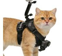 Grand Harnais pour Chat, Anti-évasion avec Support pour Caméra, Gilet Harnais Double Support Caméra Petit Chat, Idéal pour, Voyages, Promenade, Aventures Et Toutes Races