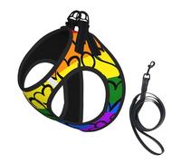 Grand harnais pour chien - Petite taille, motif arc-en-ciel Gay Pride réglable, pour chats et chiens, parfait pour la promenade en plein air