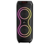 Enceinte Bluetooth Karaoke 120W RMS POWER AUDIO MAX MT3185 Haut Parleur Portable Double 8 Pouces RGB TWS USB microSD AUX BT 5.3 Batterie 11h Télécommande Écran LED