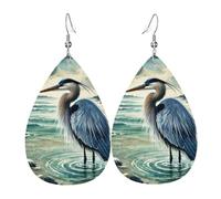 Grand Héron Bleu À L'Aquarelle Femme Boucles D'Oreilles Grand Boucle Doreille Fantaisie Boucles D'Oreilles Pendantes Pour Cadeau Multiple Piercings Fête