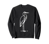 Grand Héron Bleu Art Linéaire Oiseau Dessin Sweatshirt