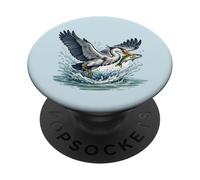 Grand héron pêchant des Poissons Zones humides Faune PopSockets PopGrip Adhésif