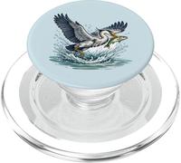 Grand héron pêchant des Poissons Zones humides Faune PopSockets PopGrip pour MagSafe