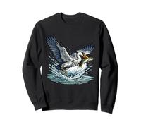 Grand héron pêchant des Poissons Zones humides Faune Sweatshirt