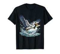 Grand héron pêchant des Poissons Zones humides Faune T-Shirt