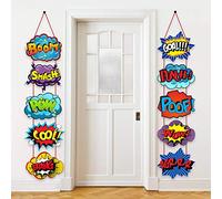 Grand Héros Action Signe Supplie de Découpes Super Partie Plaque de Porte Héros Thème Anniversaire Signes de Décoration Murale, 10 Comtes