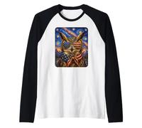 Grand Hibou à Cornes Portant des Lunettes Drapeau américain Manche Raglan