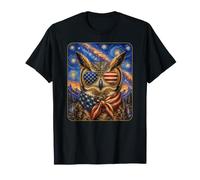 Grand Hibou à Cornes Portant des Lunettes Drapeau américain T-Shirt