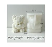 (Grand J-0339) Moule en silicone pour bougie 3D en forme d'ourson en forme de rose pour la Saint-Valentin,