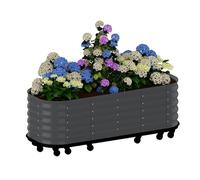 Grand Jardinière surélevée en Acier galvanisé sur roulettes,Potager surélevé avec réserve d’Eau,Durable & Antirouille,Bac surélevé/Carré Potager pour Jardin,Terrasse,Balcon(240X60X50cm,Gris)