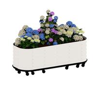 Grand Jardinière surélevée en Acier galvanisé sur roulettes,Potager surélevé avec réserve d’Eau,Durable & Antirouille,Bac surélevé/Carré Potager pour Jardin,Terrasse,Balcon(195x60x50cm,Blanc)