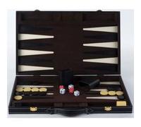 Grand jeu de Backgammon en bois finitions simili cuir Noir G