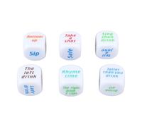 Grand Jeu de dés à Boire 6 pièces Amusant coloré Mots Anglais fête Jeu à Boire dés pour Adultes Jeux de Table de Bar KTV réunions de Famille Blanc 1,0 Pouce