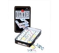 Engelhart – Grand jeu de dominos – Gros points colorés – Boîte en métal – Double 6 (28 pièces)