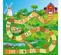 Grand jeu de société de la ferme 3x3m - pour enfants, résistant aux intempéries, dé et pions inclus