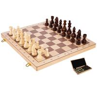 Engelhart - 151206 - Grand Jeu d'Échecs en Bois de Bouleau - Echiquier Pliant Placage en Noyer et Érable - Pièces Lestées - Dim: 45 x 45 x 5,5 cm, Roi 90 mm, Cases 50 mm