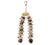 Grand jouet à suspendre en forme de cage à oiseaux en forme de pomme de pin naturel pour perroquet, balançoire d'escalade pour inséparables, cacatoès, bloc en bois à mâcher interactif