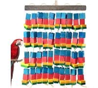 Grand jouet pour perroquet de 45 cm - Bois naturel multicolore, perles, boules en rotin à mâcher et à déchirer (aras, gris africains et plus)