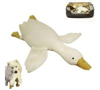 Grand jouet réaliste en forme de canard blanc pour chien, jouet apaisant en peluche d'oie mignon à mâcher, soulage l'ennui, l'exercice, jeu intérieur et extérieur (90 cm)