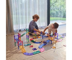 Grand kit de construction magnétique Circuit de voitures Pastel (80 pièces)