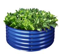 Grand kit de jardinière surélevée galvanisée de 43,2 cm de haut, 106,7 cm de haut, grands pots de fleurs ronds pour plantes d'extérieur, jardinières en métal galvanisé pour l'extérieur, parterres de