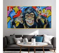 Grand Kit de Peinture Diamant 5D DIY Pour Adultes Singe drôle de graffiti Full Cristal Strass Point Croix Broderie Diamond Arts Craft Maison Salon Décor Diamond Painting Cadeau Round Drill 40x80cm