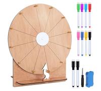 Grand kit de roue de la fortune de 30 cm à tourner avec support et marqueur, roue porte-bonheur à personnaliser, roue de la fortune en bois, jeu de roue de la fortune effaçable pour les fêtes, les