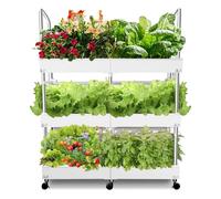 Grand kit de système hydroponique d'intérieur à 3 niveaux avec lampes de culture, double pompe à eau et 72 grandes capsules pour légumes, herbes et micropousses