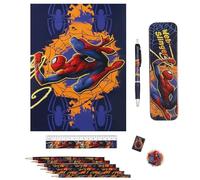 Grand kit scolaire pour enfants, ensemble de fournitures scolaires, assortiment d'articles de papeterie (Marvel Spider-Man)