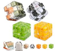Grand Labyrinthe 3D Casse-tête Cube, Jouet Stimulant, Boule Magique 3x3 pour soulager Le Stress, entraînement cérébral, Jeu éducatif, Cadeau pour Adultes et Adolescents (4PCS)