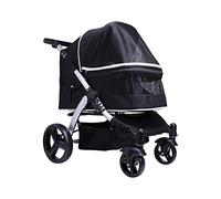 Grand landau de voyage pour chien, poussette pour animaux de compagnie, poussette pour grands chiens/2 chats, poussette pour chiens et chats, poussette en tissu Oxford respirante en aluminium (rouge