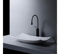 Grand lavabo avec bonde pour salle de bain moderne installation au-dessus du comptoir