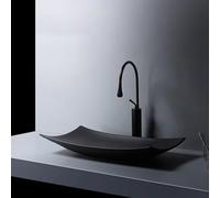 Grand lavabo avec bonde pour salle de bain moderne installation au-dessus du comptoir