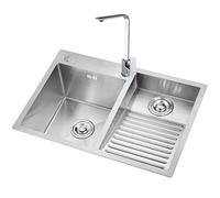 Grand lavabo en acier inoxydable avec bouchon de vidage et robinet, idéal pour buanderie, bar, salle de bain, station de lavage