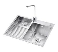 Grand lavabo utilitaire en acier inoxydable avec bouchon de vidage et robinet, durable pour buanderie, bar, salle de bain et buanderie, facile à nettoyer, design moderne