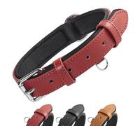 Grand Line Collier de Chien Ajustable Coussin Moelleux Cuir Rembourré avec Perforatrice 3 Couleur 4 Tailles, Rouge(XS)