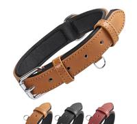 Grand Line Collier de Chien Ajustable Coussin Moelleux Cuir Rembourré avec Perforatrice 3 Couleur 4 Tailles, Marron(M)